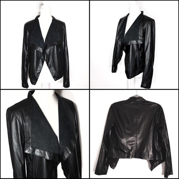 BB Dakota waterfall drape front leather jacket XS - Picture 4 of 8